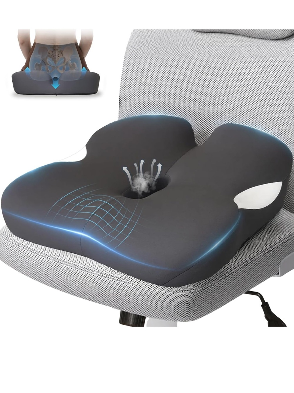Memory Foam Cushion For Tailbone Pain Relief Breathable Donut Pillow